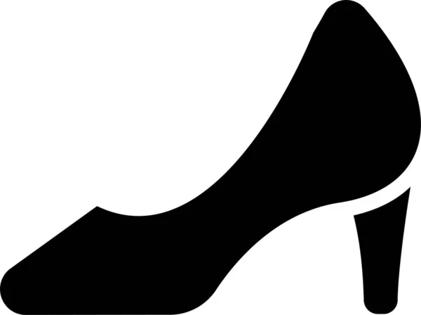 Ikon Sepatu Tumit Wanita Dalam Gaya Padat - Stok Vektor