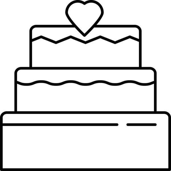 Dessert Cake Birthday Icon Love Romance Category — Stock Vector