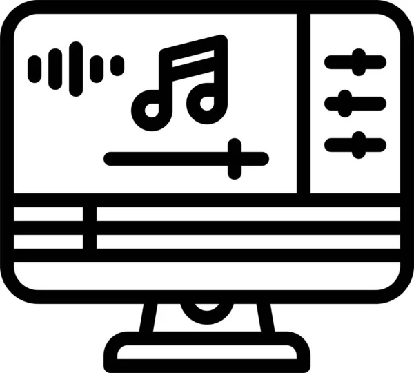 Computer Recording Recorder Icon Outline Style — Vettoriale Stock