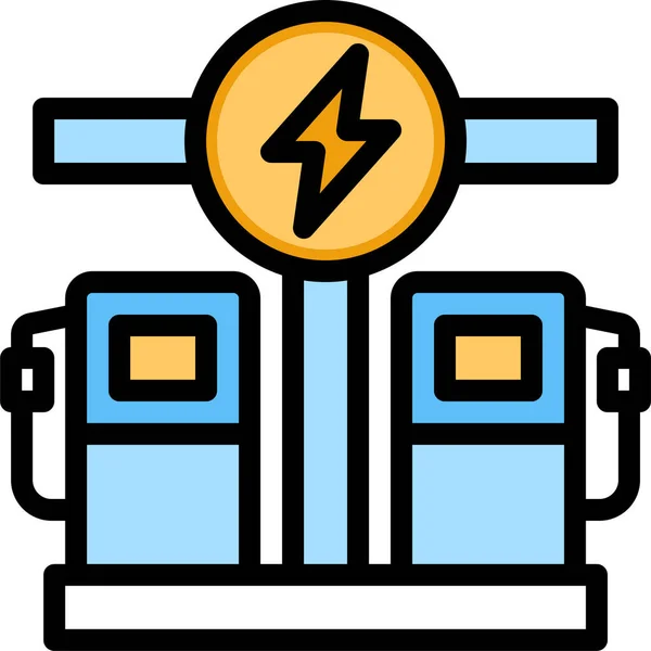 Elektromos Benzinkút Ikon Telített Körvonalas Stílusban — Stock Vector