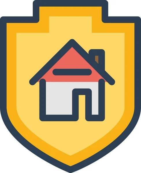 Casa Ícone Segurança Propriedade Protegida Estilo Esboço Preenchido — Vetor de Stock