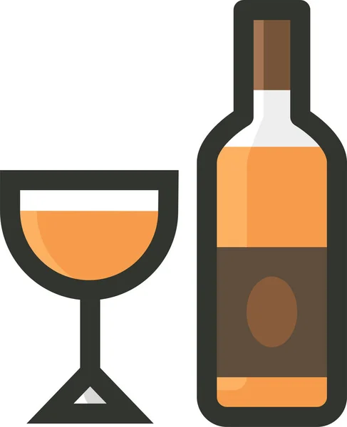 Ícone Conhaque Garrafa Álcool Estilo Esboço Preenchido —  Vetores de Stock