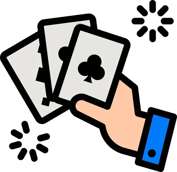 Poker Ręka Zakład Ikona Stylu Wypełnionym Zarys — Wektor stockowy