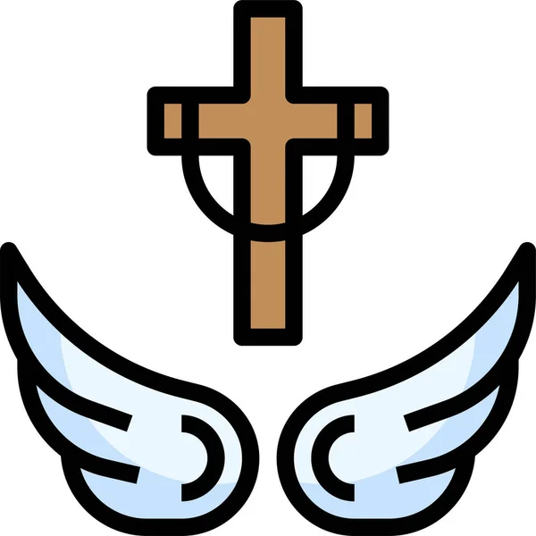天使キリスト教のアイコンをフルアウトラインで表示 — ストックベクタ