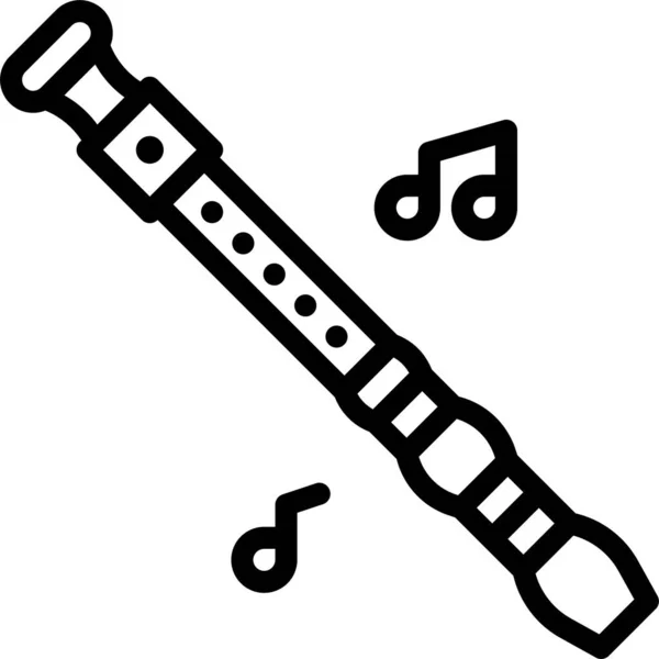 Flauta Música Icono Multimedia Estilo Esquema — Archivo Imágenes Vectoriales