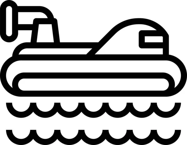 Barco Hovercraft Navio Ícone Estilo Esboço — Vetor de Stock