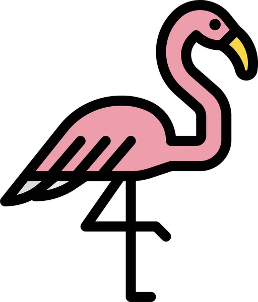 Flamingo Bird Animal Icon Filled Outline Style — Vettoriale Stock