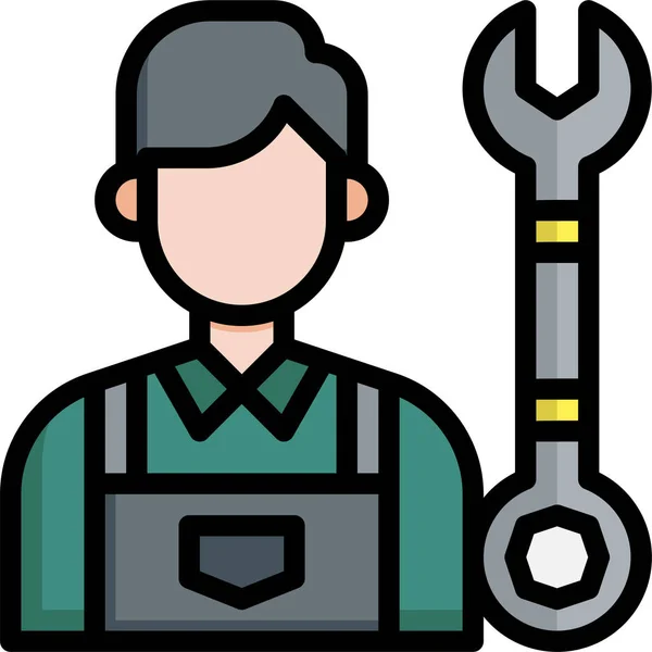 Mechanic Maintenance Repair Icon Filled Outline Style — Stock Vector