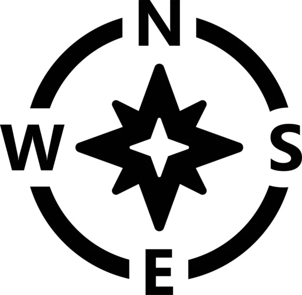 Kompass Navigation Wind Symbol Solidem Stil — Stockvektor