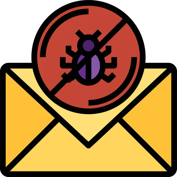 Ícone Email Alerta Spam Estilo Esboço Preenchido — Vetor de Stock