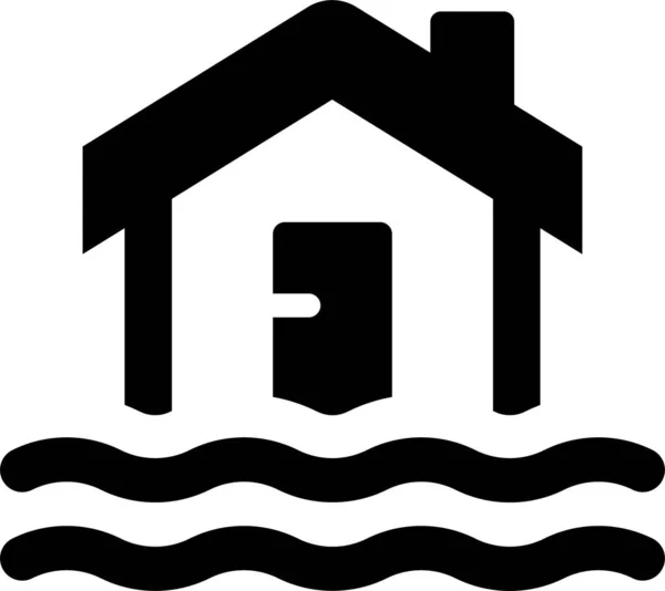 Catastrophe Inondation Maison Icône Assurance Dans Style Solide — Image vectorielle