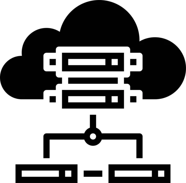 Значок Облачные Компьютеры Твердом Стиле — стоковый вектор