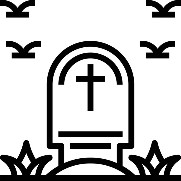 Ікона Смерті Кладовищі Хеллоуїн Стилі Контур — стоковий вектор