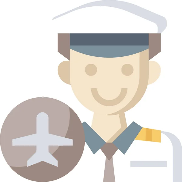 Aviador Capitán Sombrero Icono Estilo Plano — Vector de stock