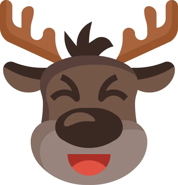 Renne Ridendo Icona Cervo Nella Categoria Natale — Vettoriale Stock