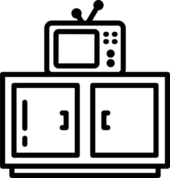 Icono Del Gabinete Mesa Estilo Esquema — Archivo Imágenes Vectoriales