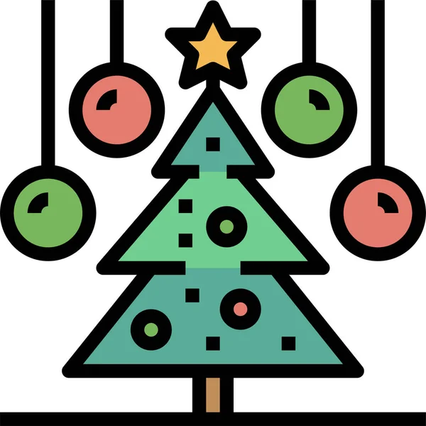 Weihnachtswald Natur Ikone Ausgefüllten Outline Stil — Stockvektor