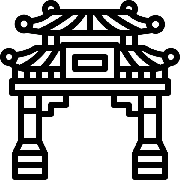 Puerta China Japón Icono Estilo Contorno — Archivo Imágenes Vectoriales