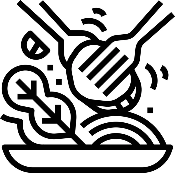 Ikon Spageti Makanan Dalam Gaya Outline - Stok Vektor