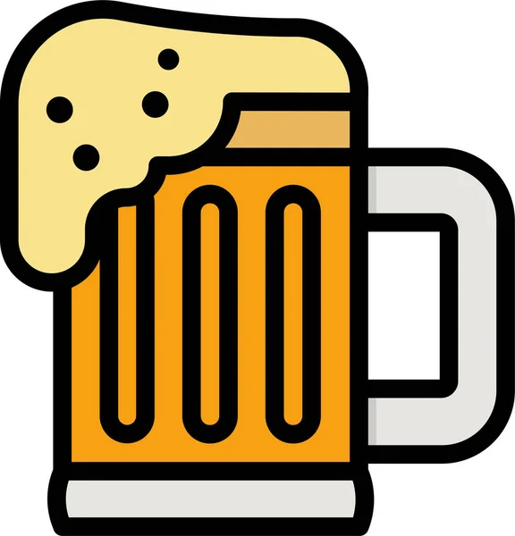 Bira Alkollü Içecek Ikonu Tam Hatlı Taslak Biçiminde — Stok Vektör