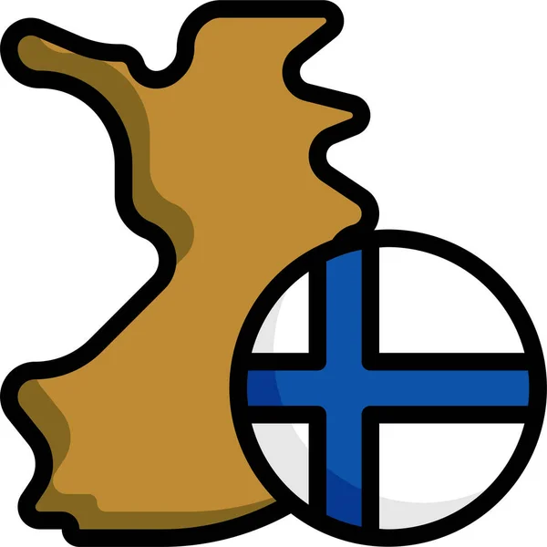 フィンランドフラッグマップのアイコンをフルアウトラインスタイルで表示 — ストックベクタ