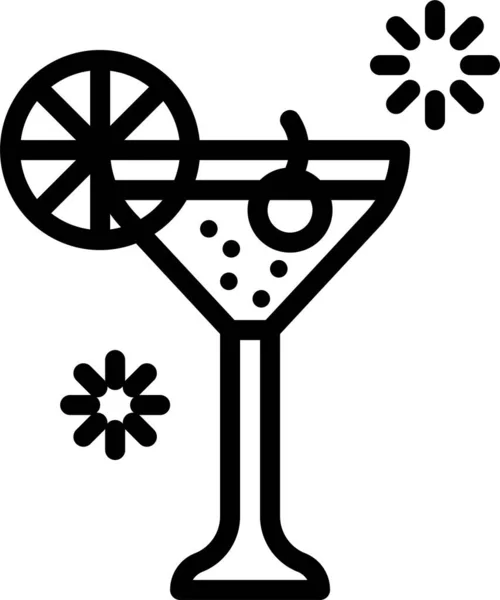 Cocktail Petrecere Băuturi Pictogramă Stil Contur — Vector de stoc