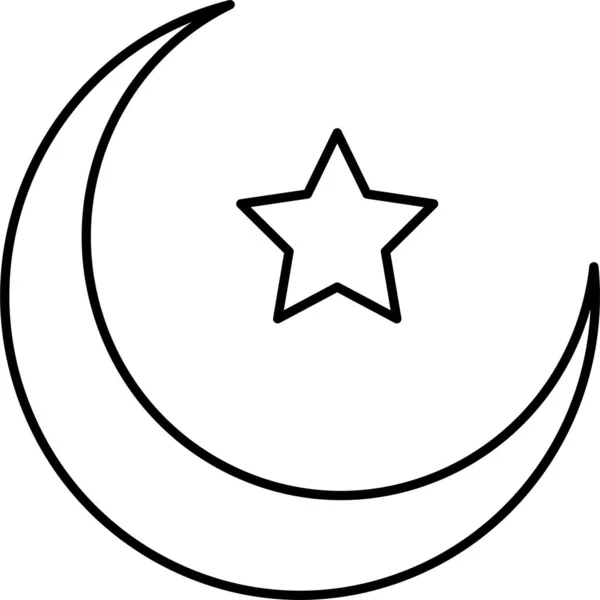 Stella Luna Notte Icona Nella Categoria Ramadan Eid — Vettoriale Stock