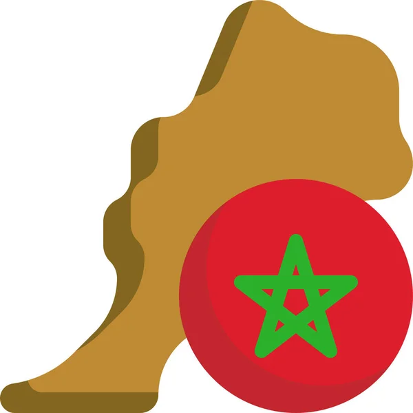 Morocco Flagga Världen Ikon — Stock vektor