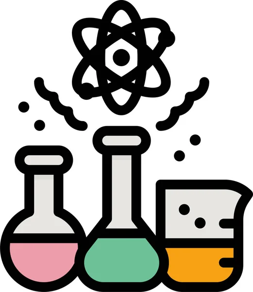 Science Lab Flask Icon Filled Outline Style — Stock Vector