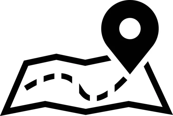 Ícone Mapa Localização Direção Estilo Sólido —  Vetores de Stock