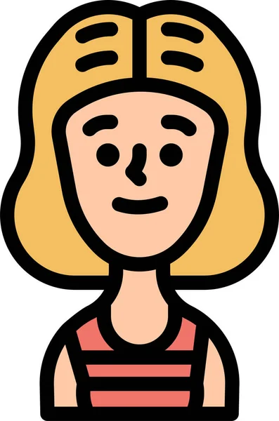 Икона Девушки Подростка Стиле Заполненного Контура — стоковый вектор