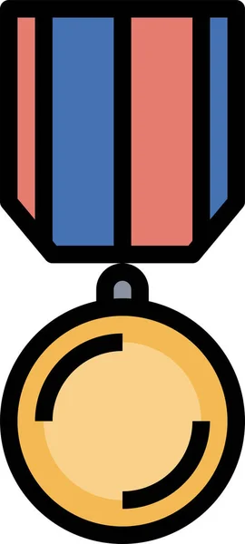 Βραβείο Πιστοποίησης Εικονίδιο Μετάλλιο Στυλ Γεμάτο Περίγραμμα — Διανυσματικό Αρχείο