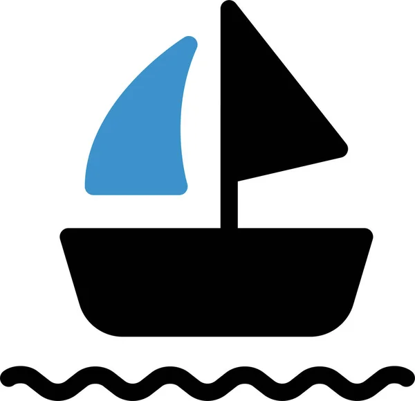 フラットスタイルでボートセーリングの海のアイコン — ストックベクタ
