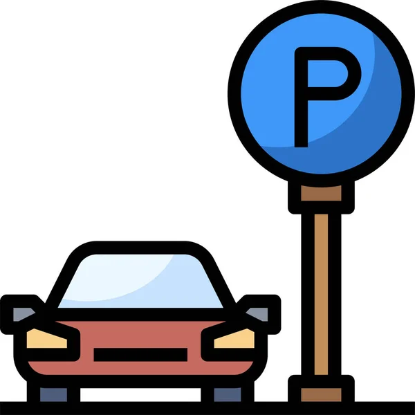 Coche Ejercicio Icono Estacionamiento Estilo Contorno Lleno — Vector de stock