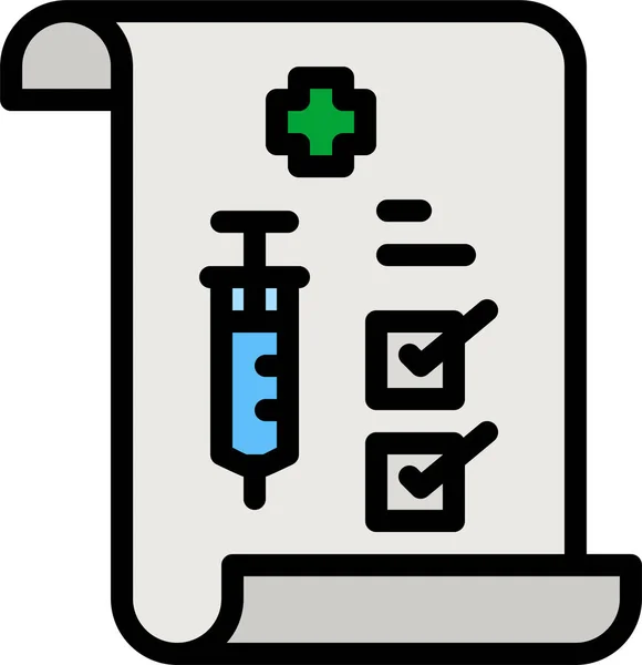 Certificate Vaccine Medicine Icon Filled Outline Style — Stock Vector