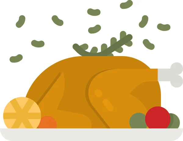 Turkey Dinner Meat Icon Christmas Category — Stock Vector