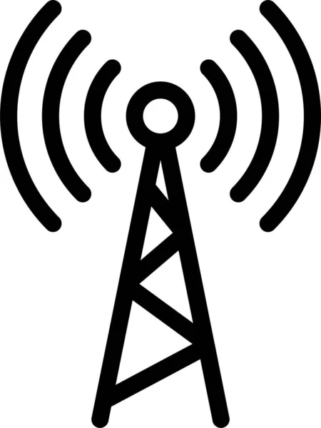 Icône Signal Radiodiffusion Antenne Dans Style Contour — Image vectorielle