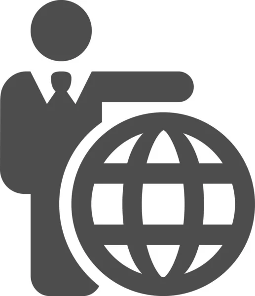 Business Businessman Globe Icon Solid Style — Stock vektor