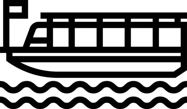 バンコクのボートChaophrayaフェリーアイコンのアウトラインスタイル — ストックベクタ