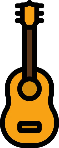 Icono Multimedia Música Guitarra Estilo Contorno Lleno — Archivo Imágenes Vectoriales