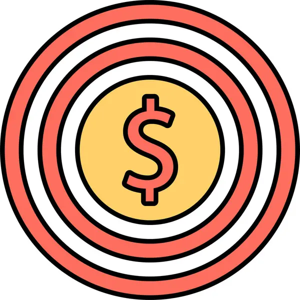 Geld Doel Dollar Pictogram — Stockvector
