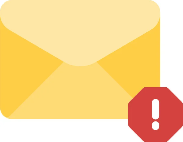 Mail Spam Warnsymbol Flachen Stil — Stockvektor