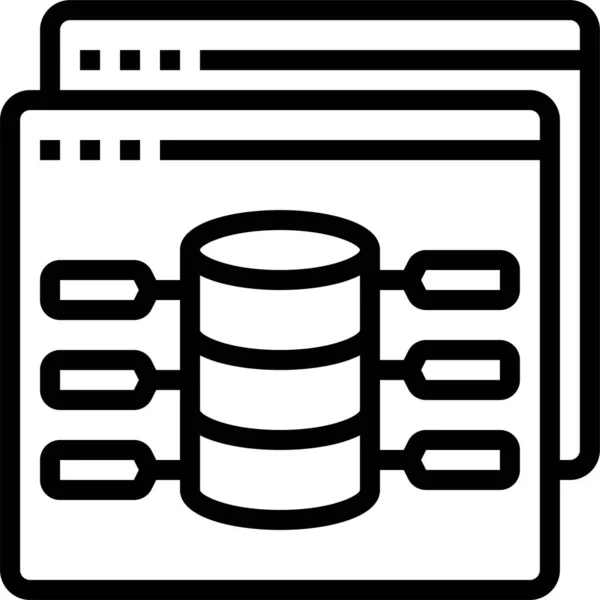 Database Server Tag Pictogram Grote Lijnen — Stockvector