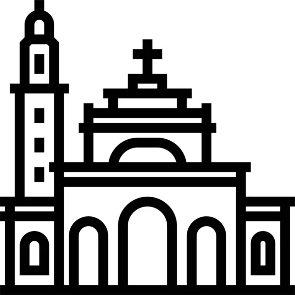 Icône Ville Église Asie Dans Style Contour — Image vectorielle