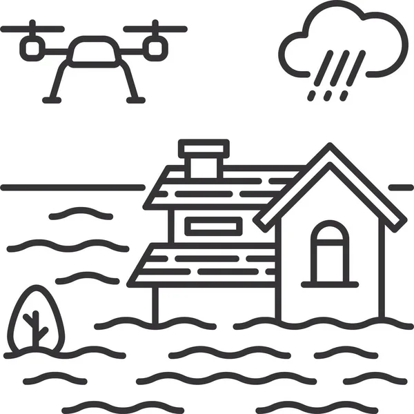 Desastre Drone Inundación Icono — Archivo Imágenes Vectoriales