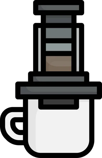 Aeropress Kaffeemaschinen Ikone Stil Gefüllter Umrisse — Stockvektor