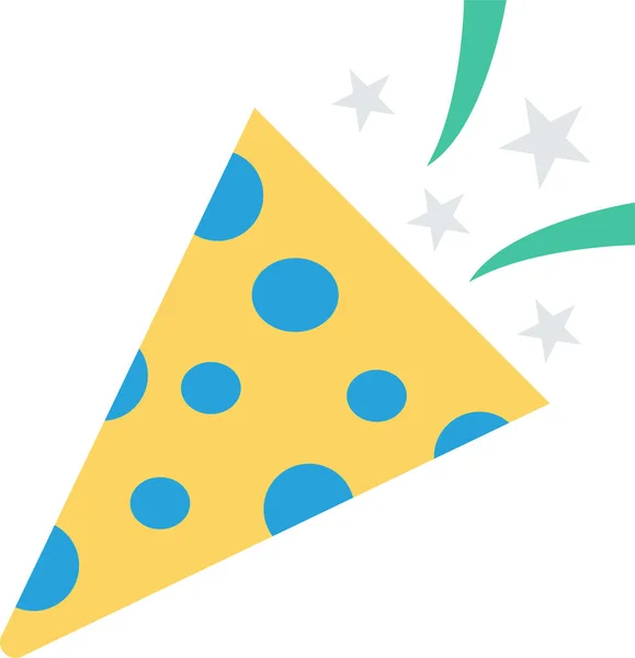 Cone Confetti Party Icon Flat Style — Stock Vector
