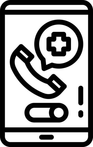 Emergency Call Telephone Icon Outline Style — Stock Vector
