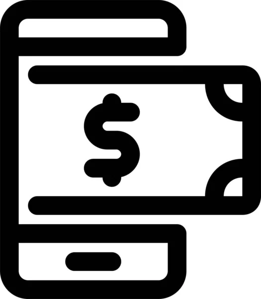 Icône Argent Mobile Bancaire Dans Style Outline — Image vectorielle