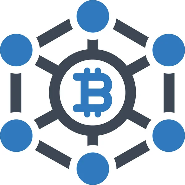 Bitcoin Bitcoins Blockchain Icon Solid Style — Stockový vektor